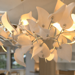 Ceramic Heart Leaf Linear Dining Pendant L1200 - Chrome