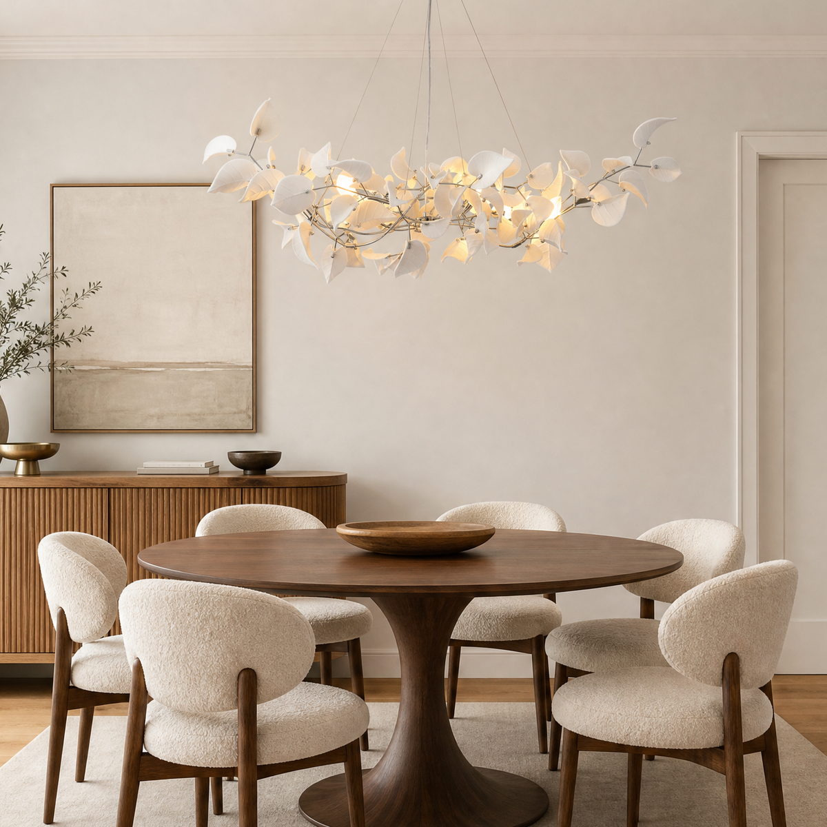 Ceramic Heart Leaf Linear Dining Pendant L1200 - Chrome