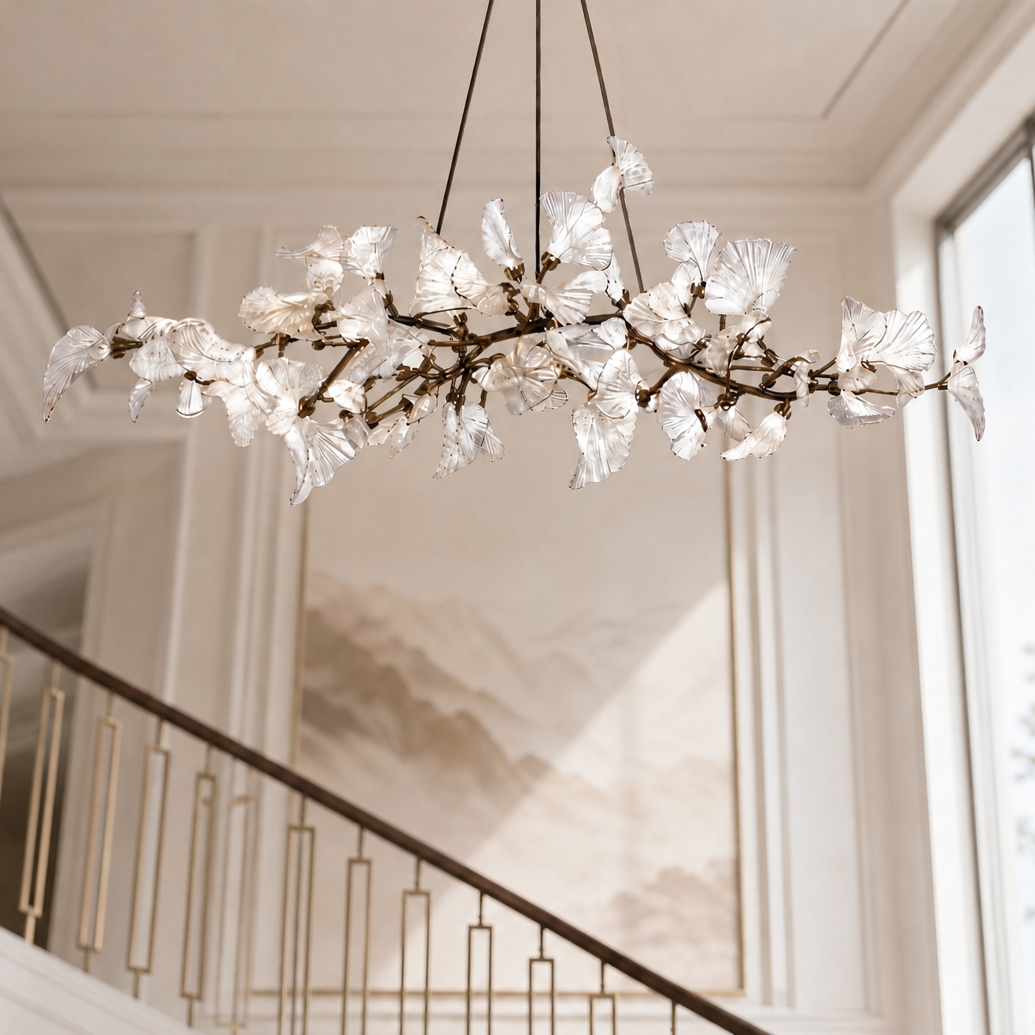 Ceramic Heart-shaped Blade L1500 Pendant Light - Chrome Color 12-Light Sources