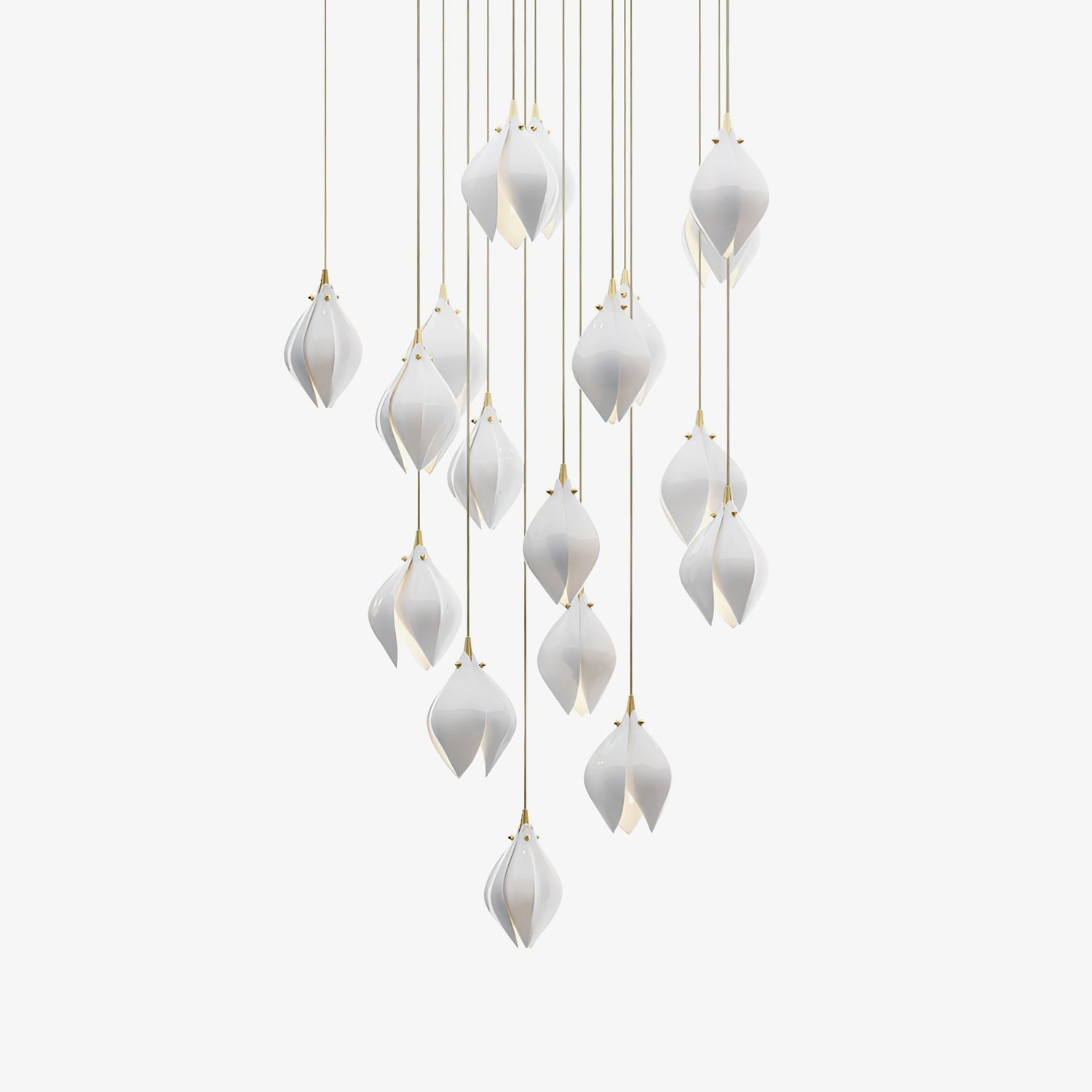 Celeste Flora Ceramic Flower Pendant Light with Brass & White Finish