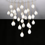 Celeste Flora Ceramic Flower Pendant Light with Brass & White Finish