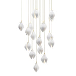 Celeste Flora Ceramic Flower Pendant Light with Brass & White Finish