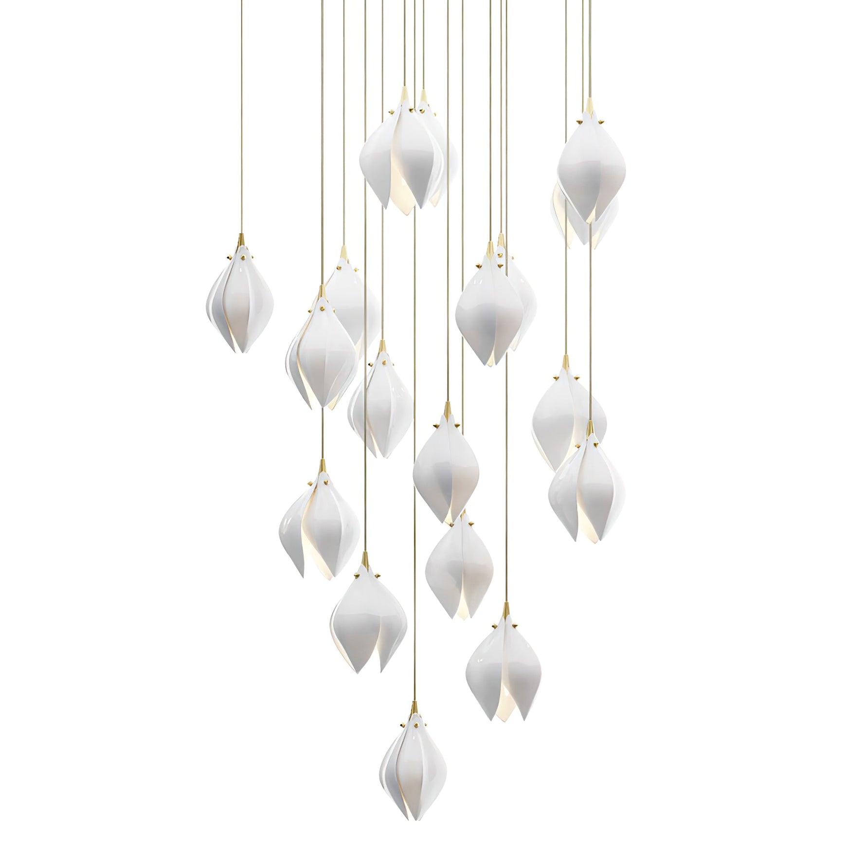 Celeste Flora Ceramic Flower Pendant Light with Brass & White Finish