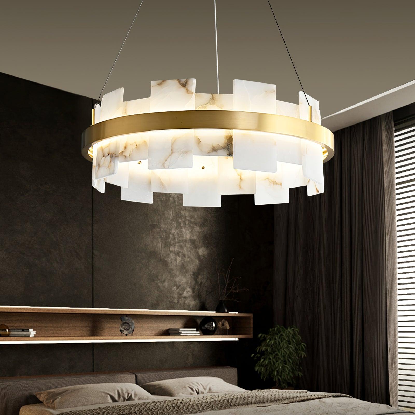 Vakkerlight Alabaster Halo Brass & White LED Chandelier