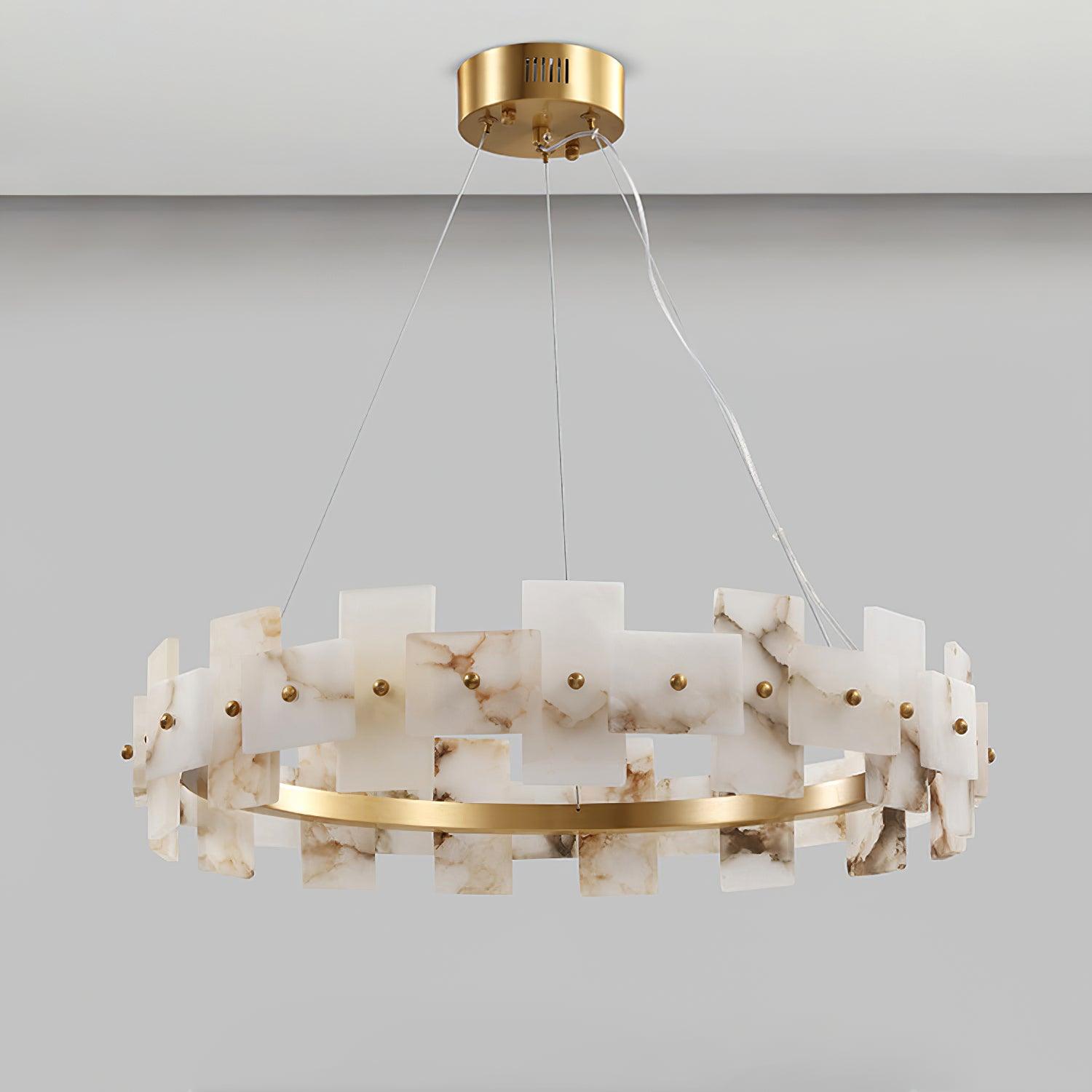 Vakkerlight Alabaster Halo Brass & White LED Chandelier