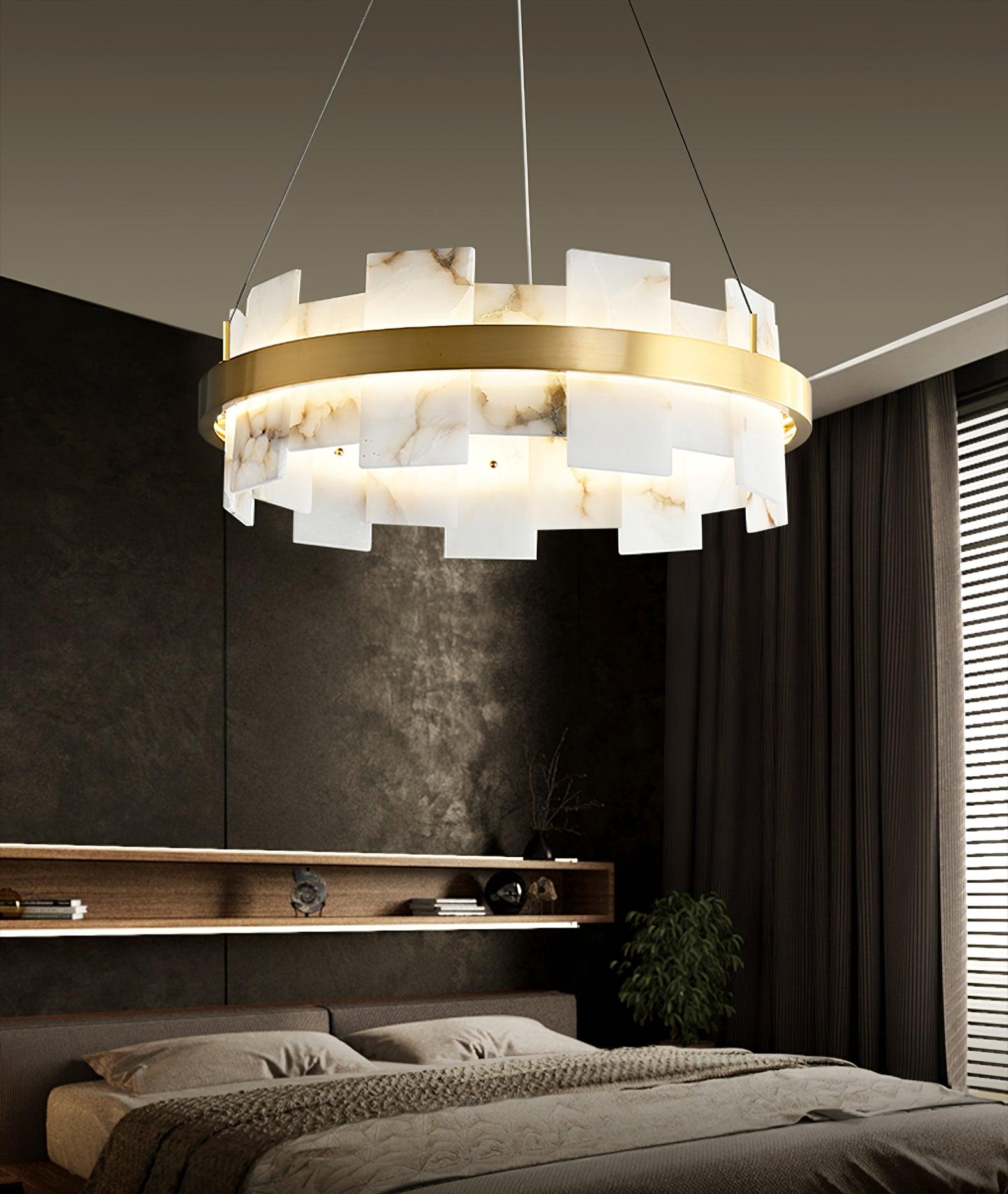 Vakkerlight Alabaster Halo Brass & White LED Chandelier