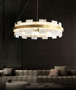 Vakkerlight Alabaster Halo Brass & White LED Chandelier