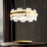 Vakkerlight Alabaster Halo Brass & White LED Chandelier