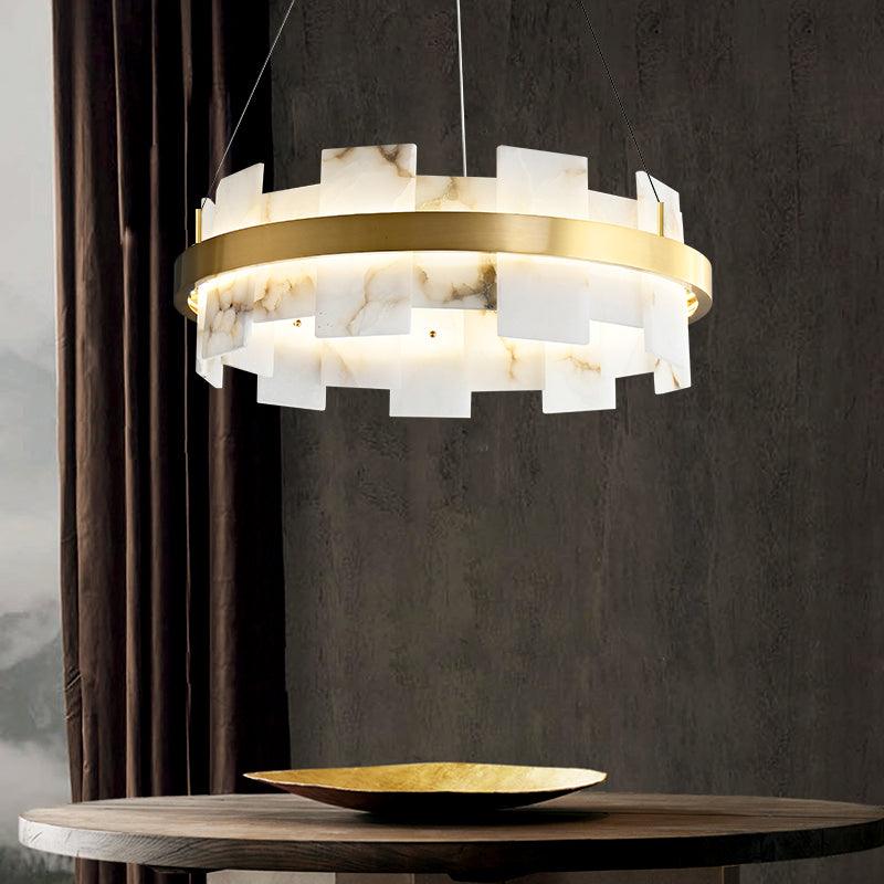 Vakkerlight Alabaster Halo Brass & White LED Chandelier