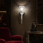Chrome Clear Fluted Glass Trumpet Wall Sconce