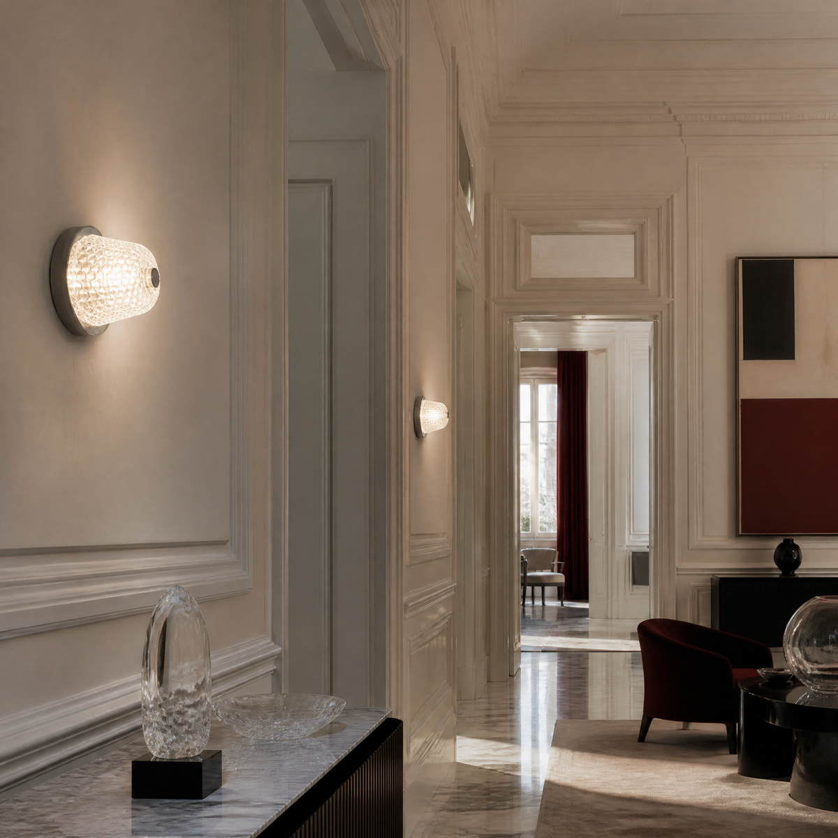 Chrome Honeycomb Glass Wall Sconce