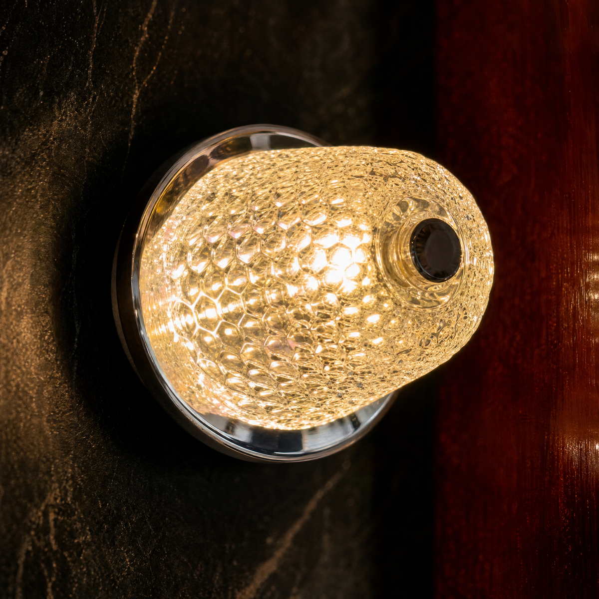 Chrome Honeycomb Glass Wall Sconce
