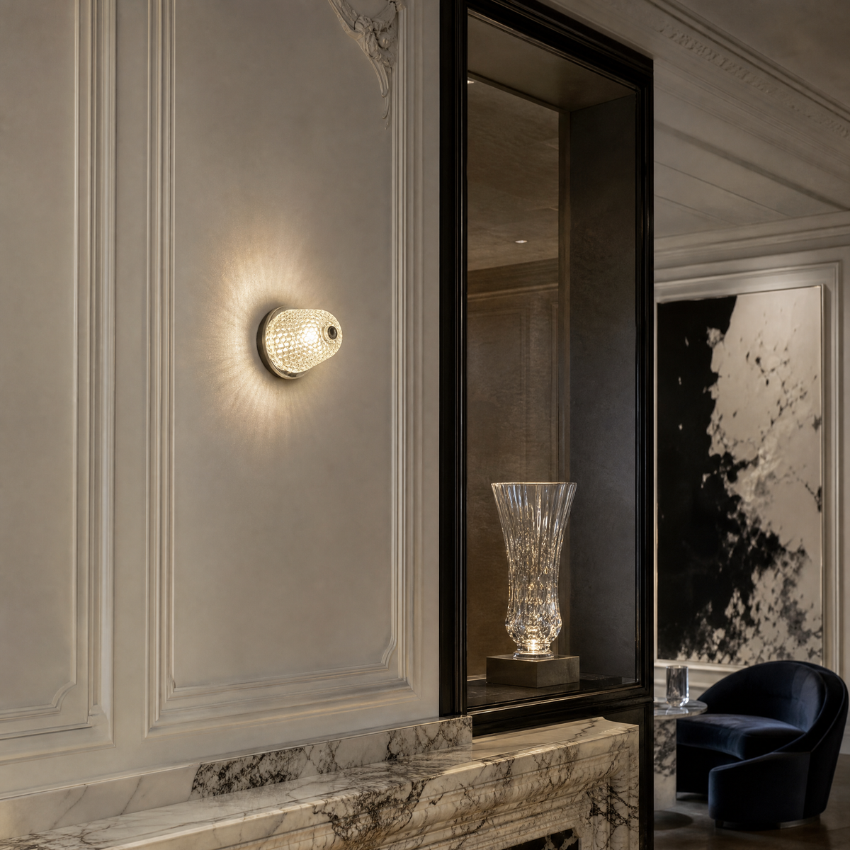 Chrome Honeycomb Glass Wall Sconce