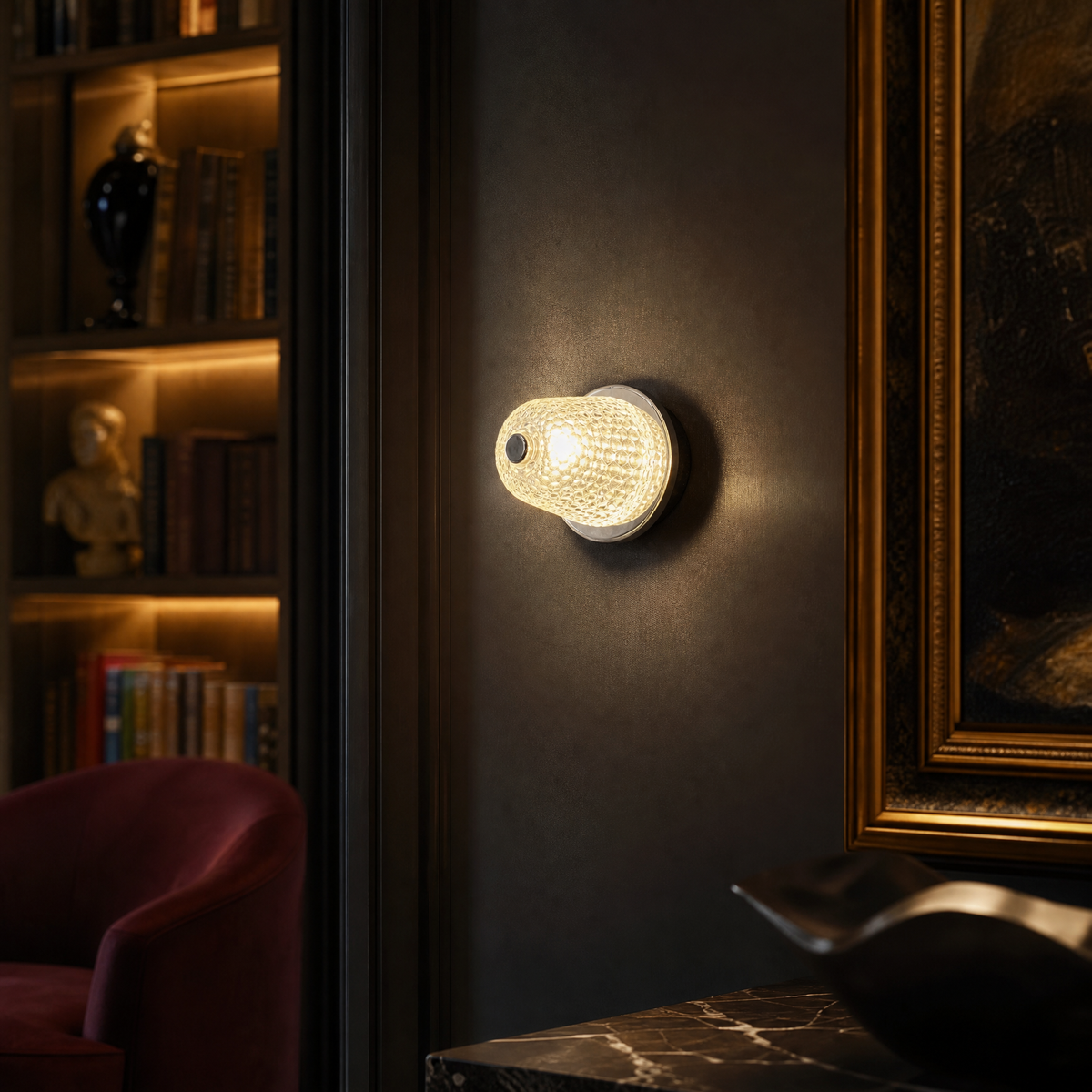 Chrome Honeycomb Glass Wall Sconce