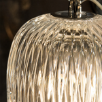 Chrome Ribbed Cylindrical Glass Wall Sconce