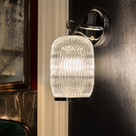 Chrome Ribbed Cylindrical Glass Wall Sconce