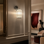 Chrome Ribbed Cylindrical Glass Wall Sconce
