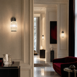Chrome Ribbed Cylindrical Glass Wall Sconce