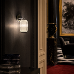 Chrome Ribbed Cylindrical Glass Wall Sconce