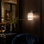 Chrome Ribbed Cylindrical Glass Wall Sconce
