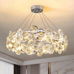Chrome Round Crystal Chandelier with Sparkling Clear Crystals