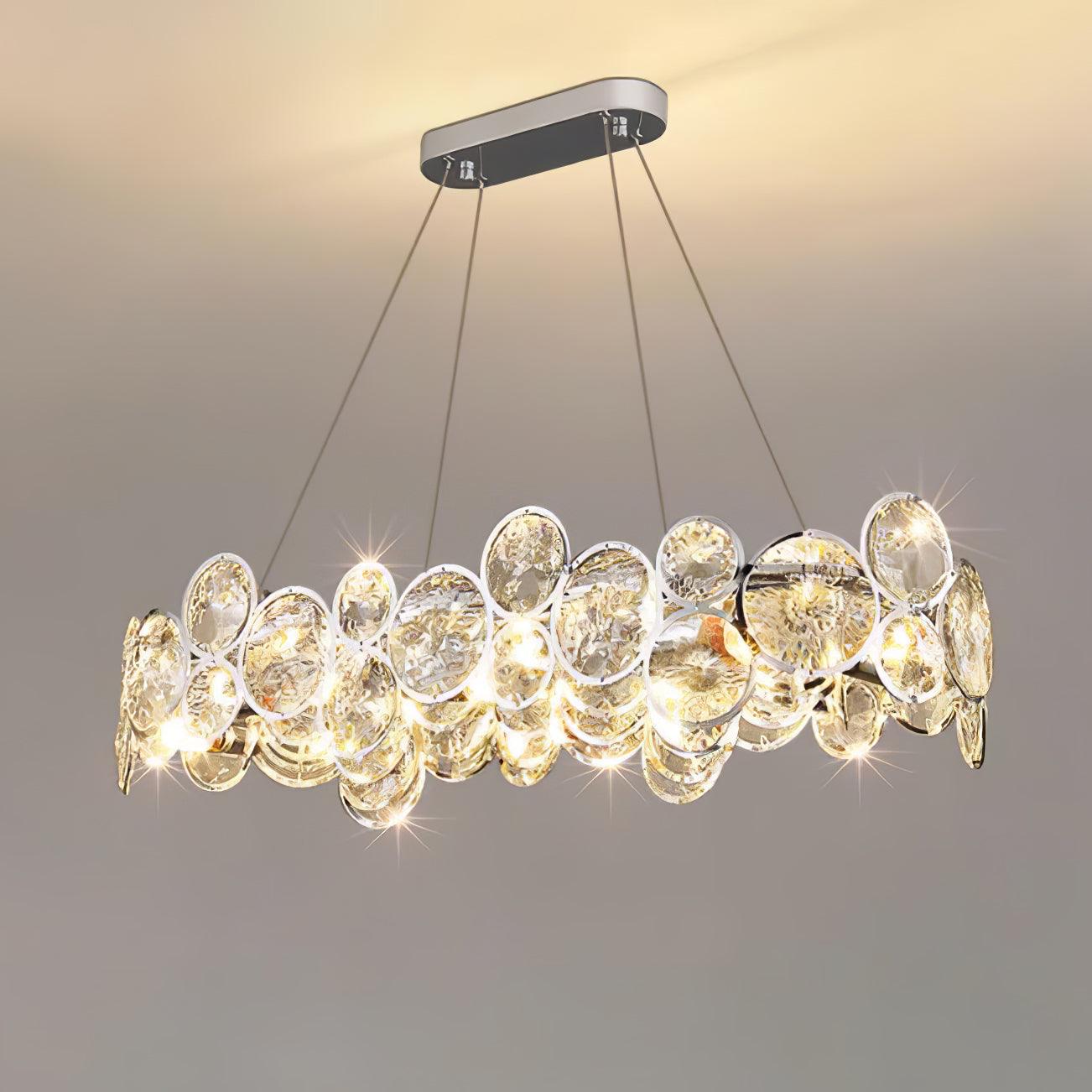 Chrome Round Crystal Chandelier with Sparkling Clear Crystals