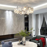 Chrome Round Crystal Chandelier with Sparkling Clear Crystals