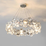 Chrome Round Crystal Chandelier with Sparkling Clear Crystals