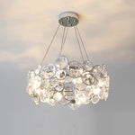 Chrome Round Crystal Chandelier with Sparkling Clear Crystals