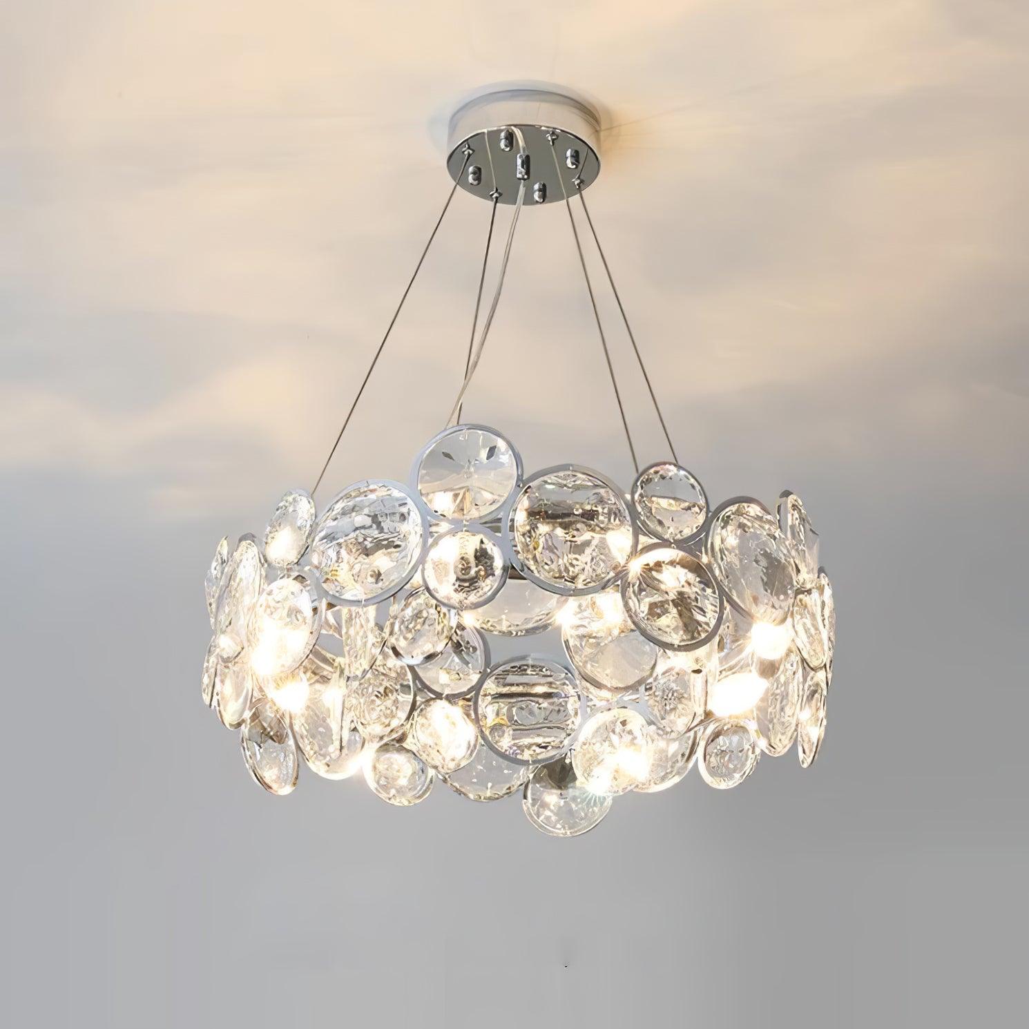 Chrome Round Crystal Chandelier with Sparkling Clear Crystals