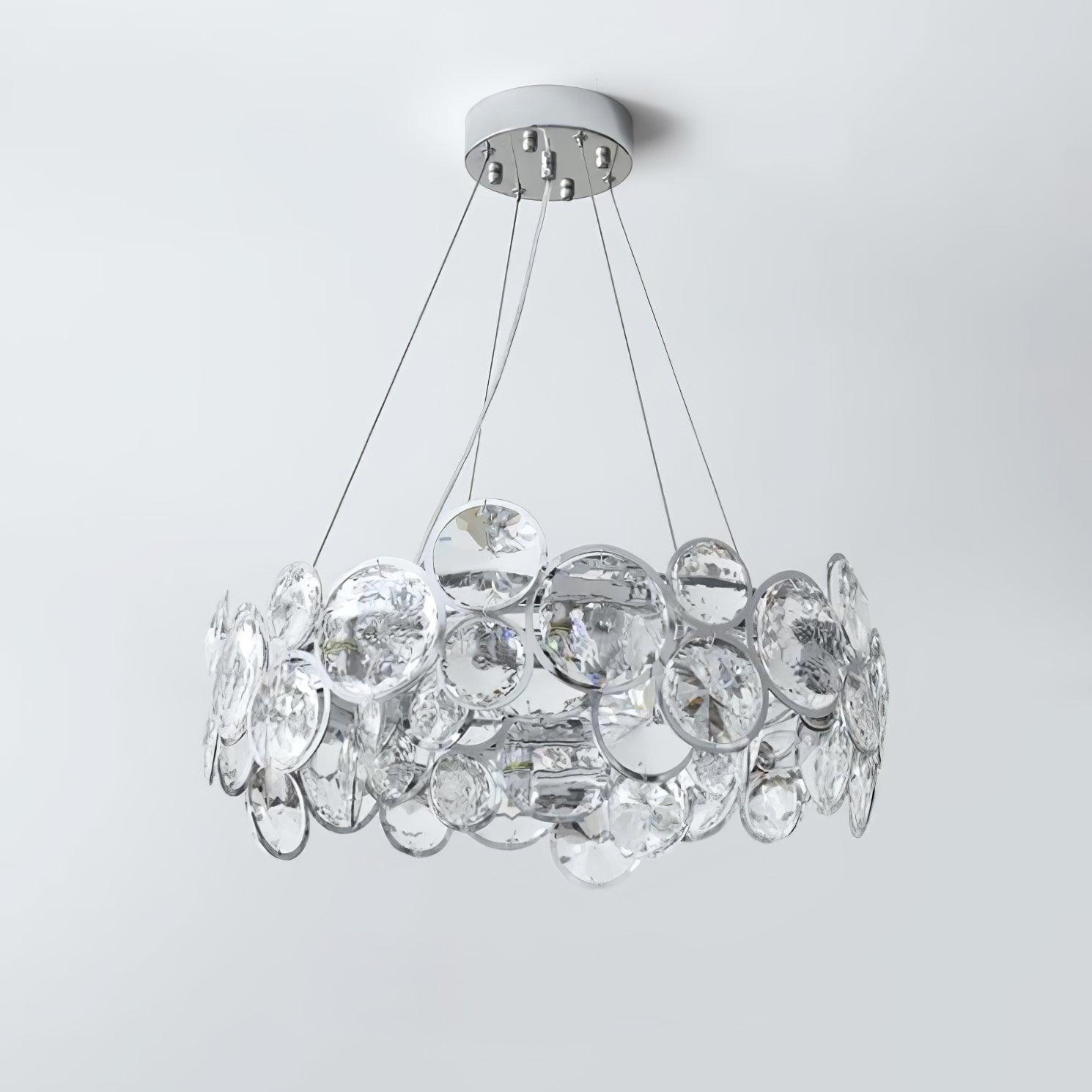 Chrome Round Crystal Chandelier with Sparkling Clear Crystals