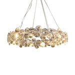 Chrome Round Crystal Chandelier with Sparkling Clear Crystals