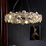 Chrome Round Crystal Chandelier with Sparkling Clear Crystals
