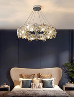 Chrome Round Crystal Chandelier with Sparkling Clear Crystals