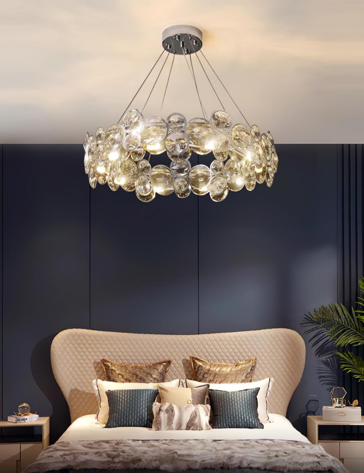 Chrome Round Crystal Chandelier with Sparkling Clear Crystals
