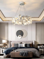 Chrome Round Crystal Chandelier with Sparkling Clear Crystals