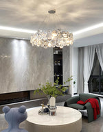 Chrome Round Crystal Chandelier with Sparkling Clear Crystals