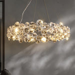 Chrome Round Crystal Chandelier with Sparkling Clear Crystals