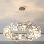 Chrome Round Crystal Chandelier with Sparkling Clear Crystals