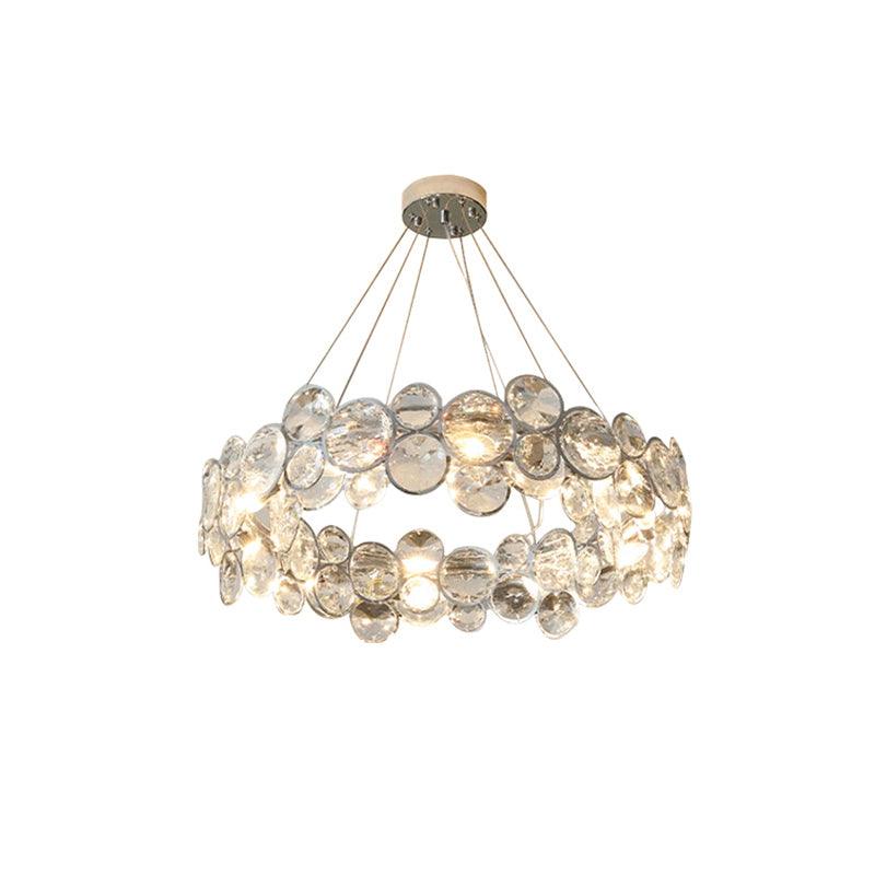 Chrome Round Crystal Chandelier with Sparkling Clear Crystals