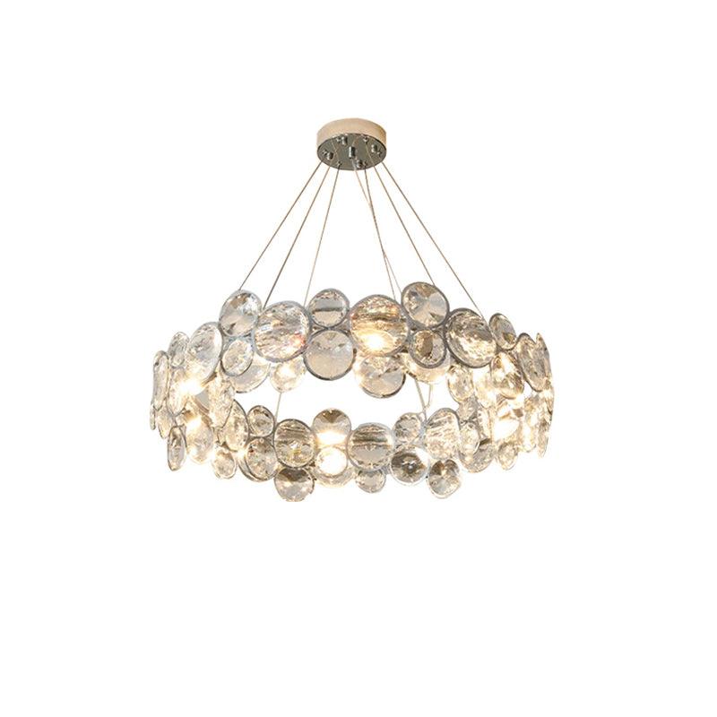 Chrome Round Crystal Chandelier with Sparkling Clear Crystals