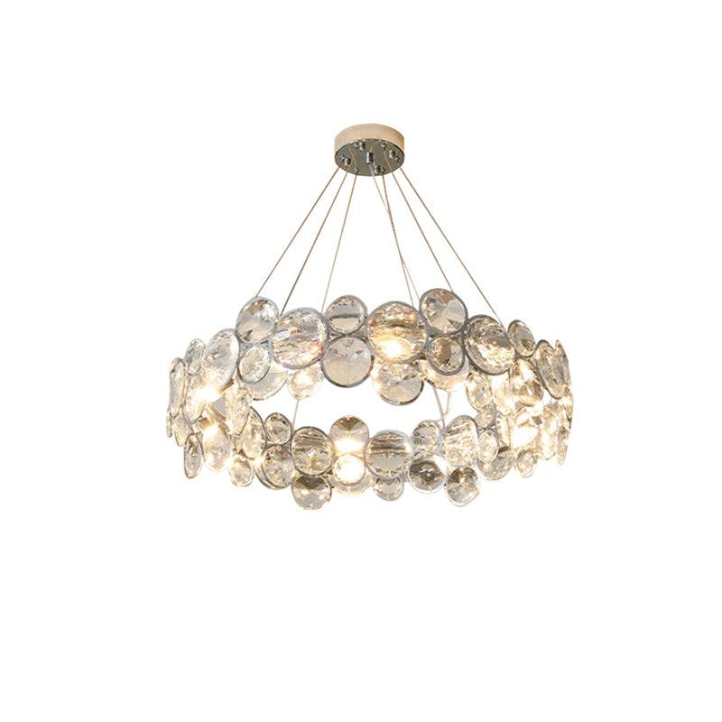 Chrome Round Crystal Chandelier with Sparkling Clear Crystals