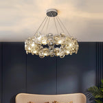 Chrome Round Crystal Chandelier with Sparkling Clear Crystals