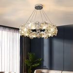 Chrome Round Crystal Chandelier with Sparkling Clear Crystals