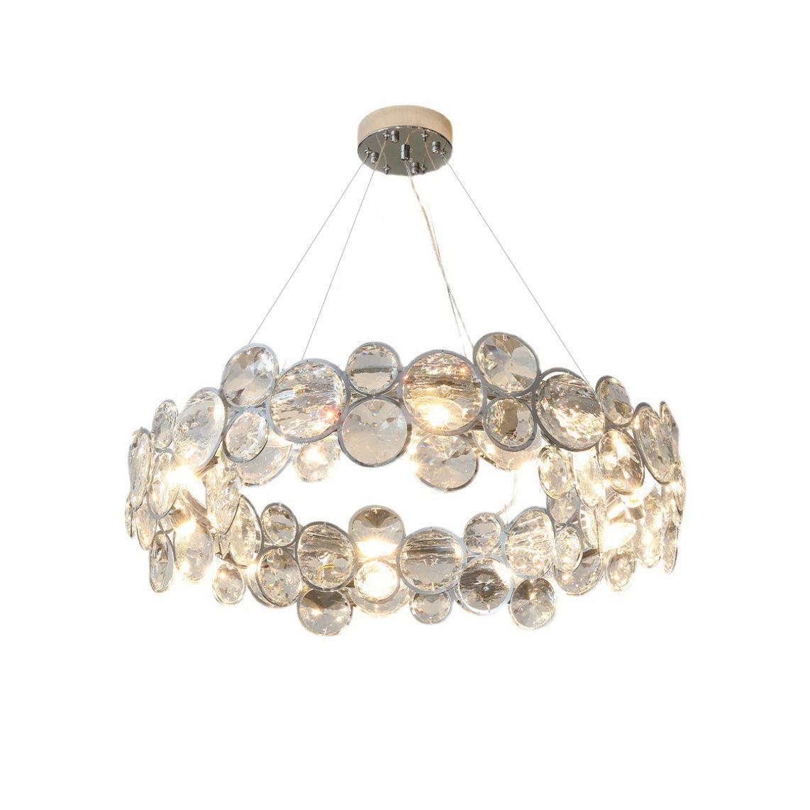 Chrome Round Crystal Chandelier with Sparkling Clear Crystals