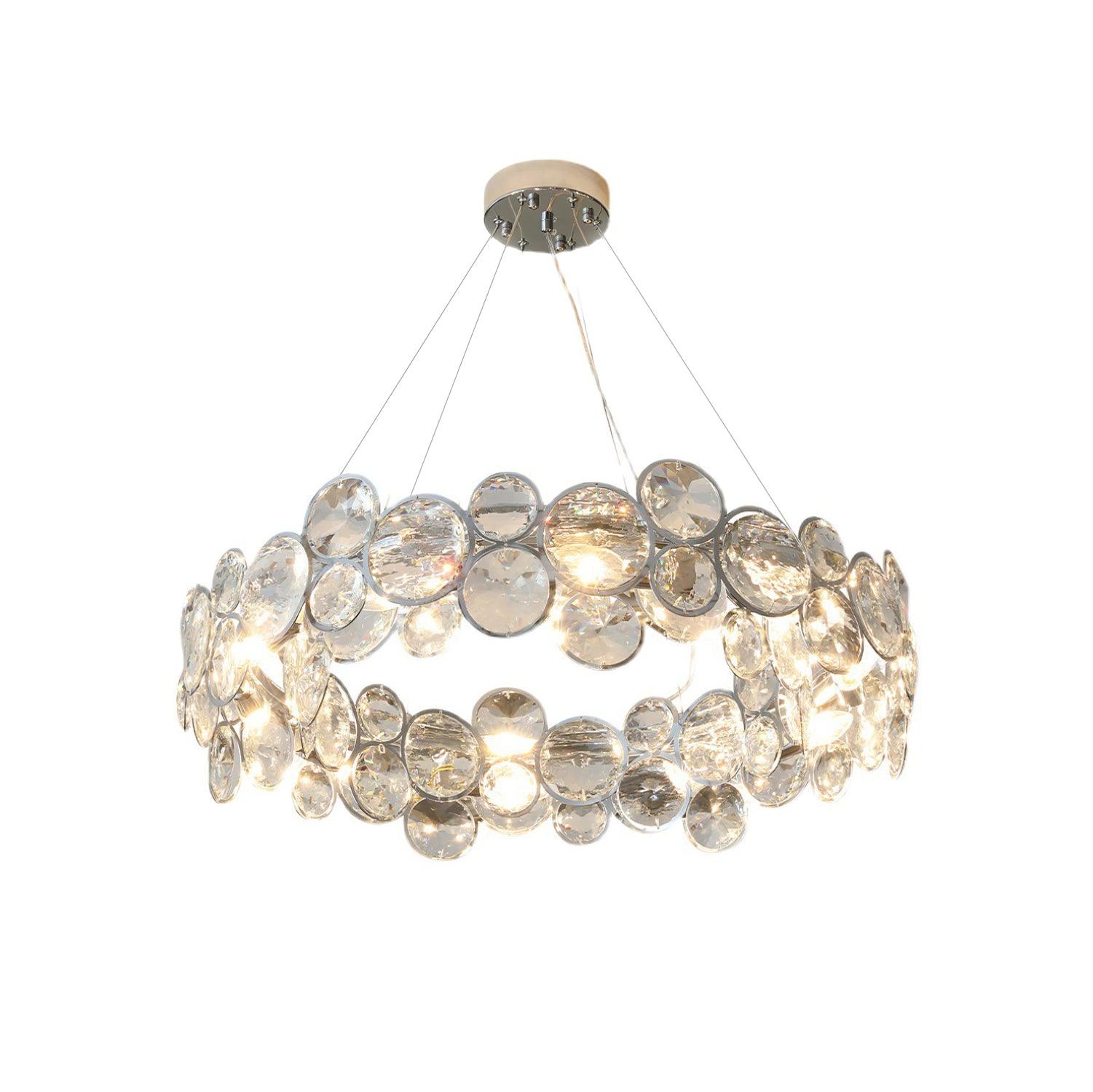 Chrome Round Crystal Chandelier with Sparkling Clear Crystals
