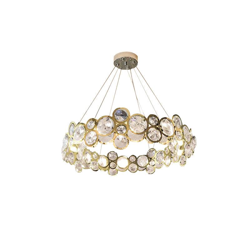 Chrome Round Crystal Chandelier with Sparkling Clear Crystals
