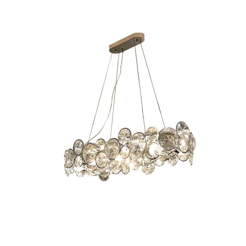 Chrome Round Crystal Chandelier with Sparkling Clear Crystals