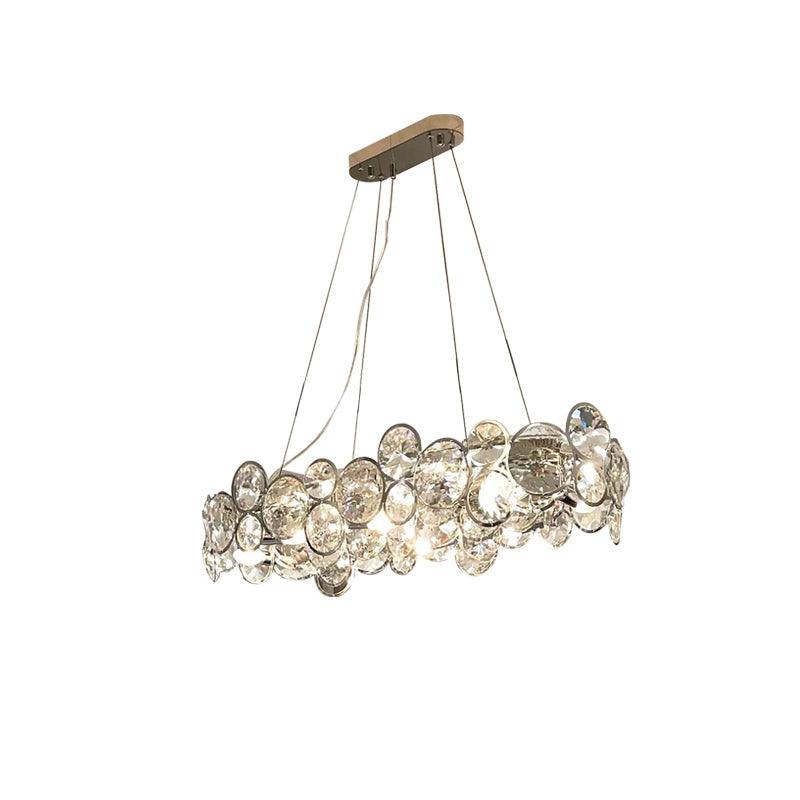 Chrome Round Crystal Chandelier with Sparkling Clear Crystals