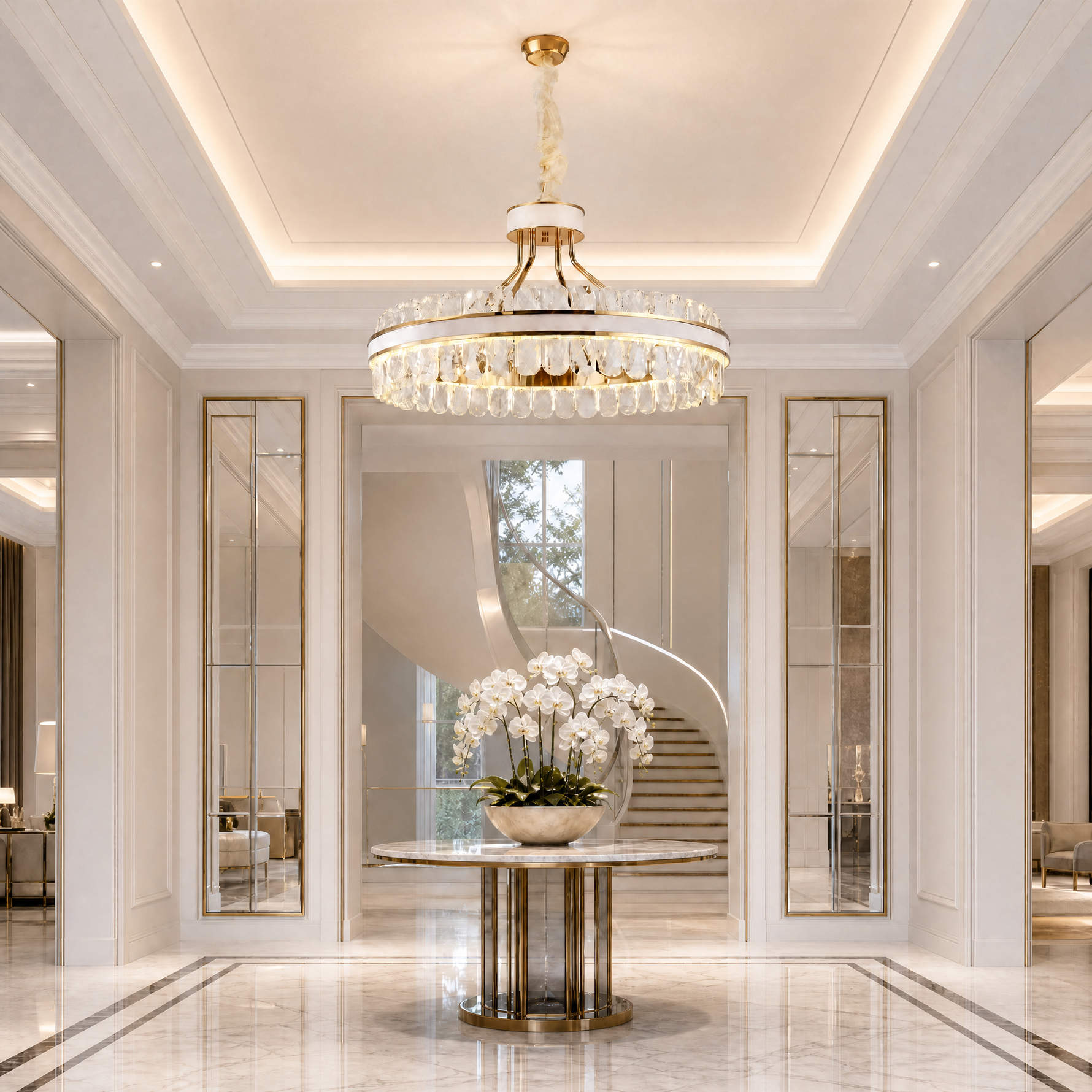 Cintura Leather Halo Chandelier